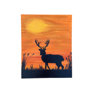 Canvas Deer Silhouette Painting