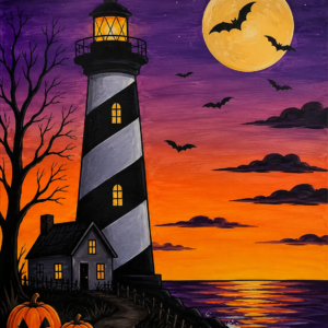 Spooky Halloween Lighthouse at Sunset