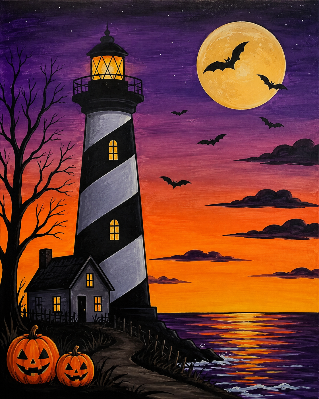 Spooky Halloween Lighthouse at Sunset